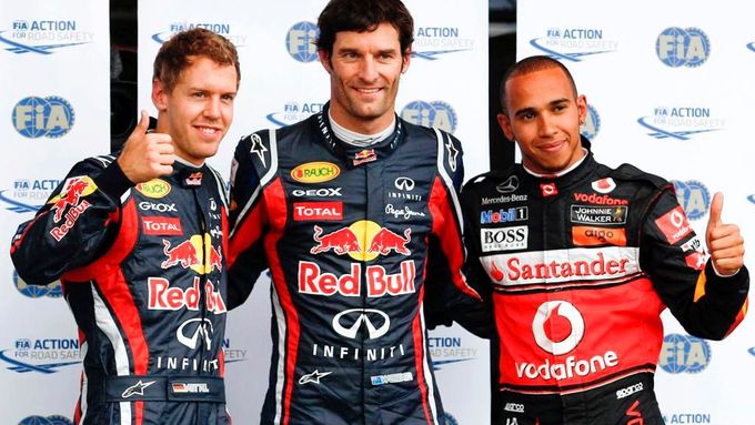 Vettel, Webber a Hamilton. Tři nejlepší piloti kvalifikace na letošní GP Německa.