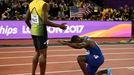 Finále sprintu na 100 metrů na MS v Londýně (Usain Bolt a Justin Gatlin)