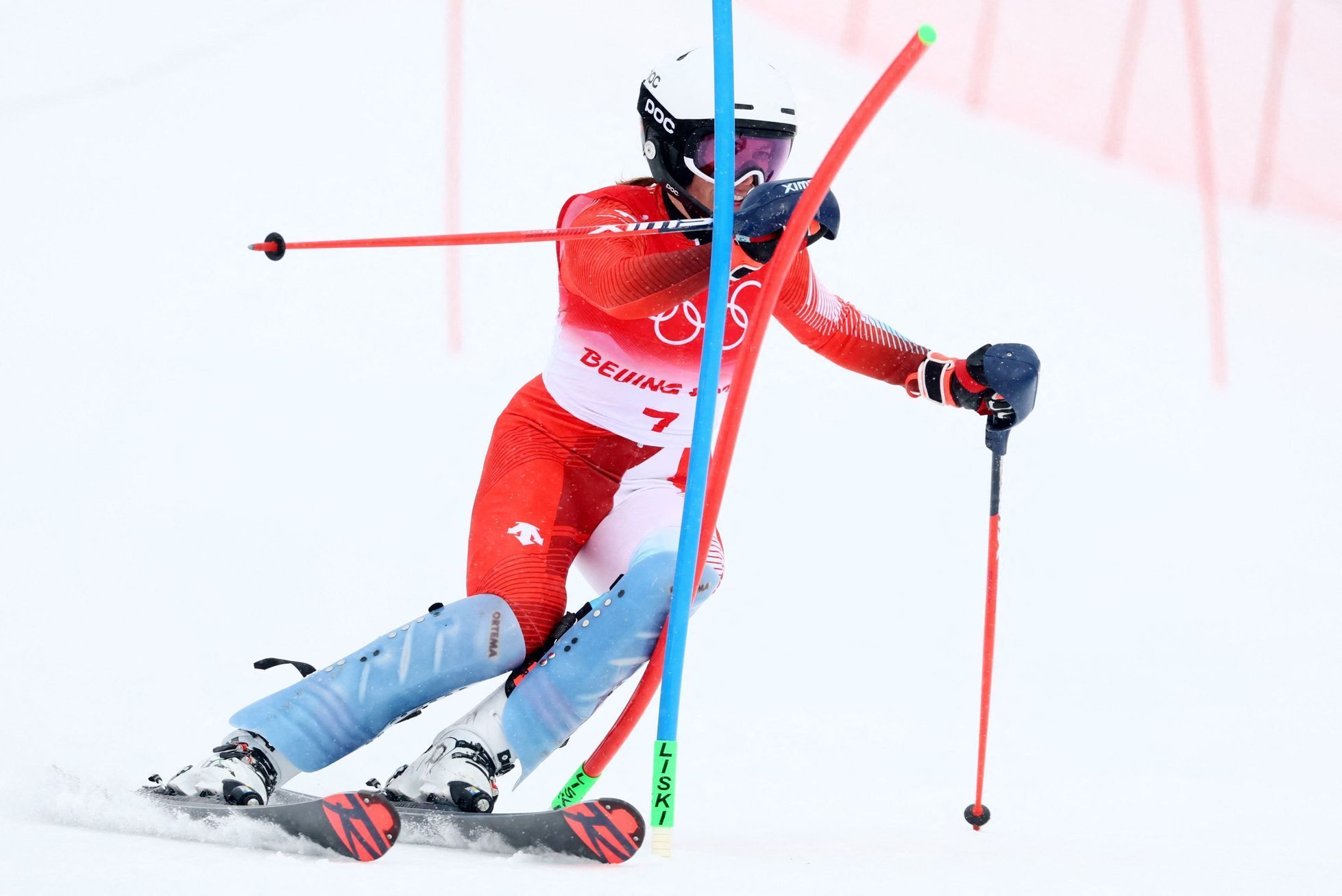 Michelle Gisinová v kombinačním slalomu na ZOH 2022 v Pekingu