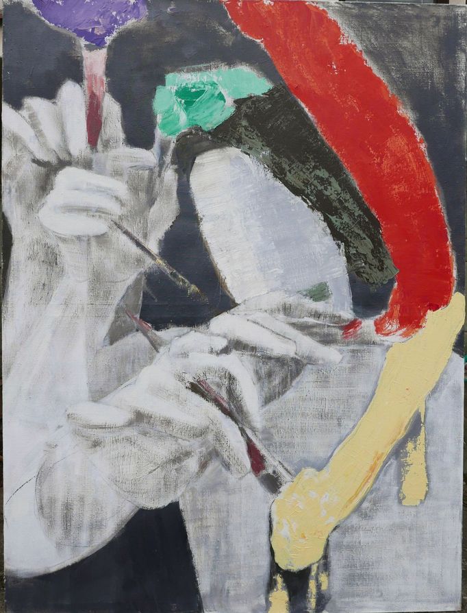 Daniel Balabán: Malířka T., 2019, olej na plátně, 200 x 150 cm.