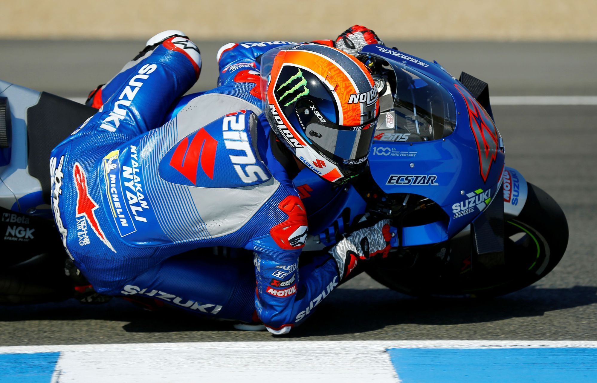 Alex Rins na Suzuki v závodě MotoGP v rámci GP Španělska 2020