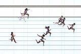 Veronica Campbell-Brownová z Jamajky vítězí ve finiši sprintu žen na 200 metrů.