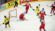Lucas Raymond slaví gól ve čtvrtfinále MS 2025 Česko - Švédsko