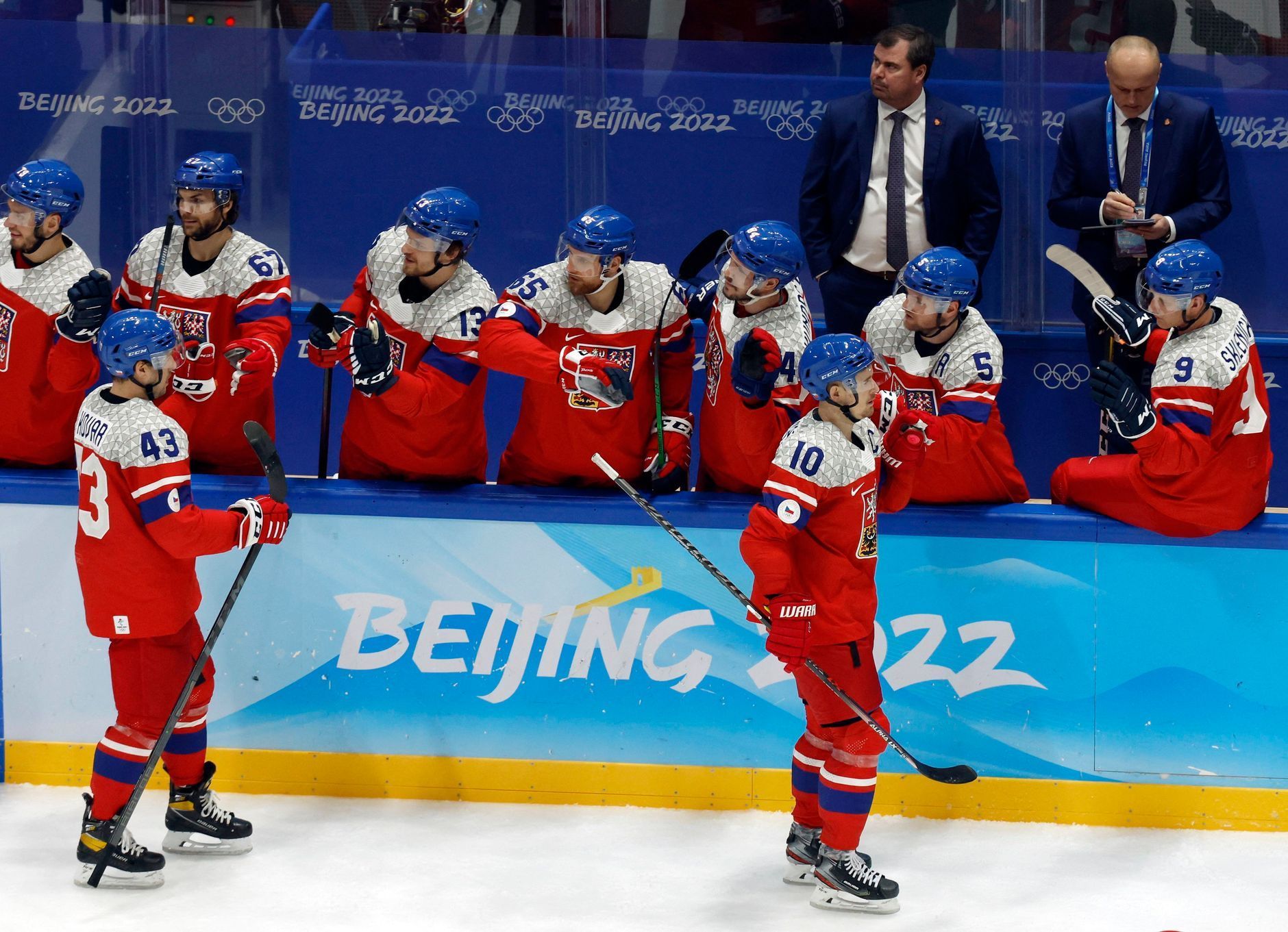 OH 2022, Peking, hokej, Česko - Dánsko, Roman Červenka slaví gól