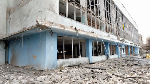 Zdemolovaná budova Karazin univerzity v Charkově na Ukrajině, kterou poškodilo ruské bombardování. 6. 3. 2022