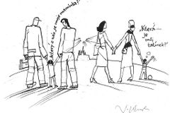 Klaus zveřejnil na webu karikaturu homosexuálních rodin