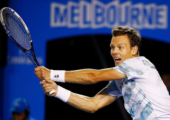 Australian Open 2015: Tomáš Berdych při semifinále s Andy Murraym