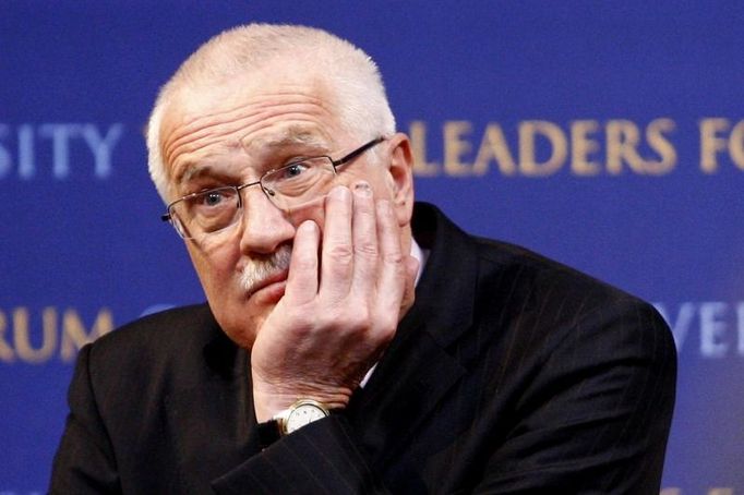 Václav Klaus při přednášce pro studenty Columbia University v New Yorku.