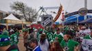 Oct 30, 2019; Houston, TX, USA; Fans arrive before the 2020 Winter Classic at the Cotton Bowl Stadium between the Dallas Stars and the Nashville Predators. Mandatory Cred