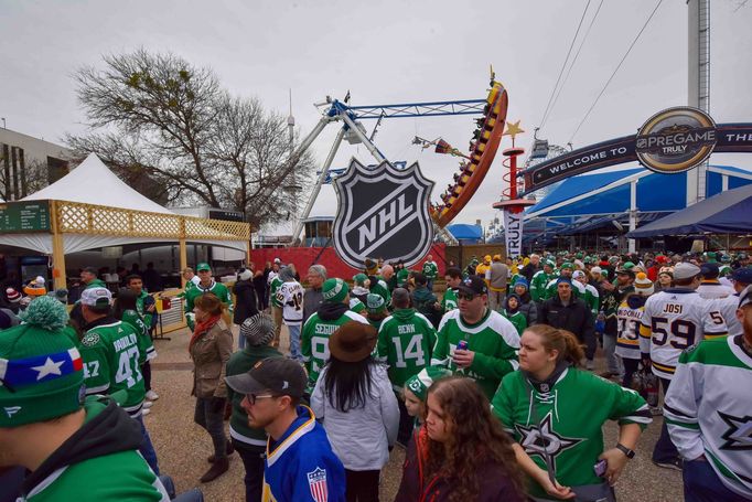 Oct 30, 2019; Houston, TX, USA; Fans arrive before the 2020 Winter Classic at the Cotton Bowl Stadium between the Dallas Stars and the Nashville Predators. Mandatory Cred