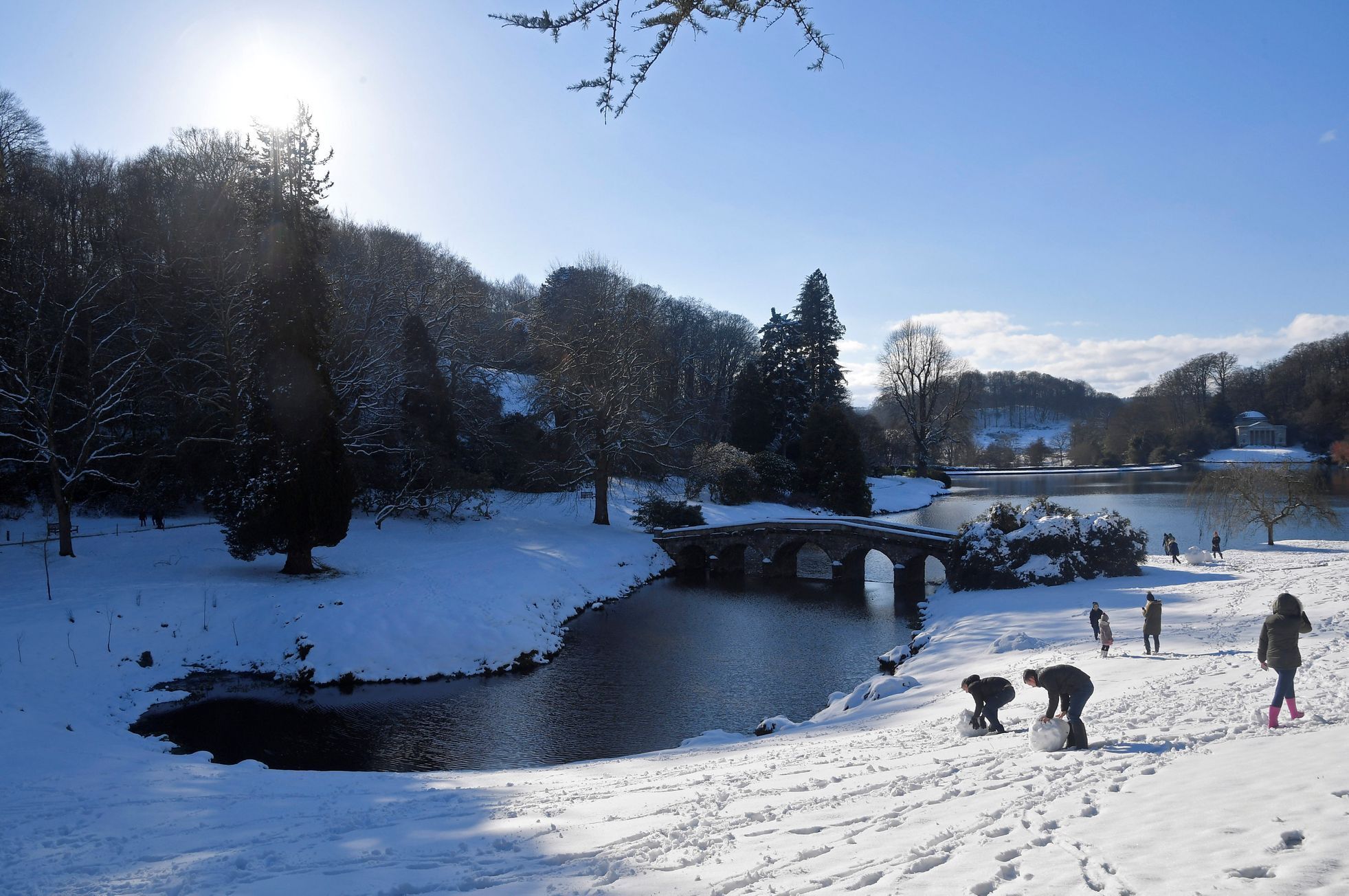Sníh - Stourhead House and Gardens in southwest Britain