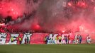 HL, Slavia-Olomouc: pyrotechnika fanoušků Slavie