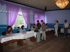Volební místnost na severu Moldavska.