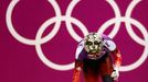 Canada's Sarah Reid starts during a women's skeleton training at the Sanki sliding center in Rosa Khutor, a venue for the 2014 Sochi Winter Olympics, near Sochi, February