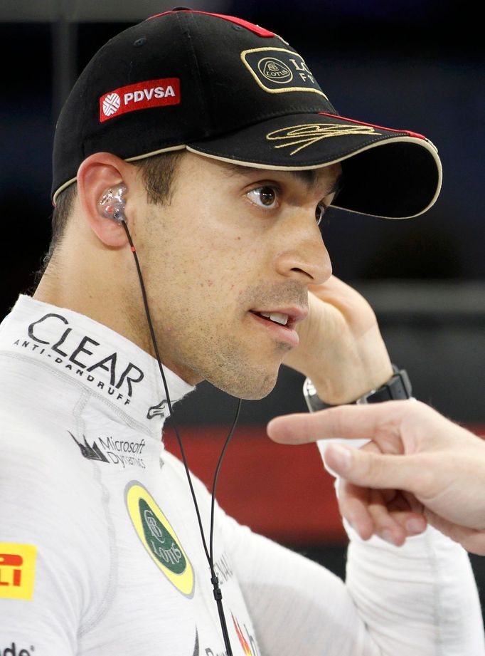 Lotus Formula One driver Pastor Maldonado of Venezuela is pictured during the second practice session of the Bahrain F1 Grand Prix at the Bahrain International Circuit (B