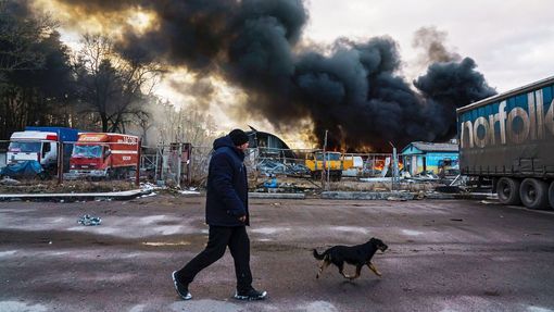 Následky ruského ostřelování města Kalynivka ve Vinnycké oblasti na Ukrajině. 8. 3. 2022
