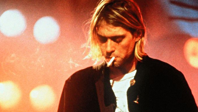 Zpěvák Kurt Cobain.