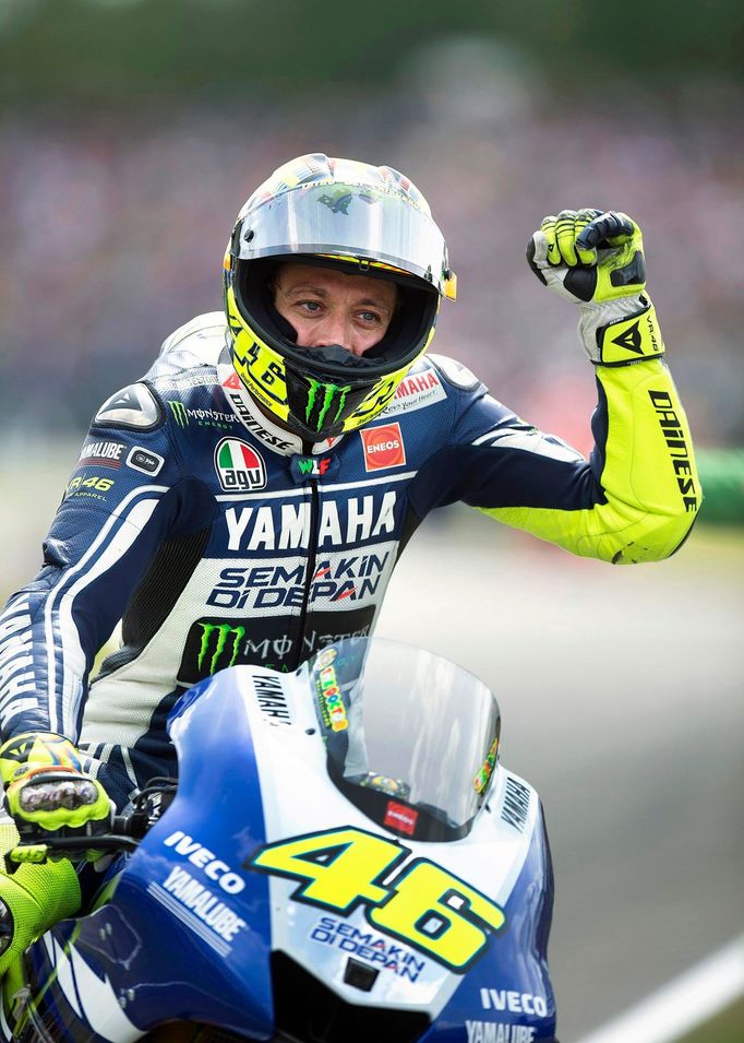 Yamaha MotoGP rider Valentino Rossi of Italy celebrates after winning the Dutch Grand Prix in Assen June 29, 2013. REUTERS/Paul Vreeker/United Photos (NETHERLANDS - Tags: