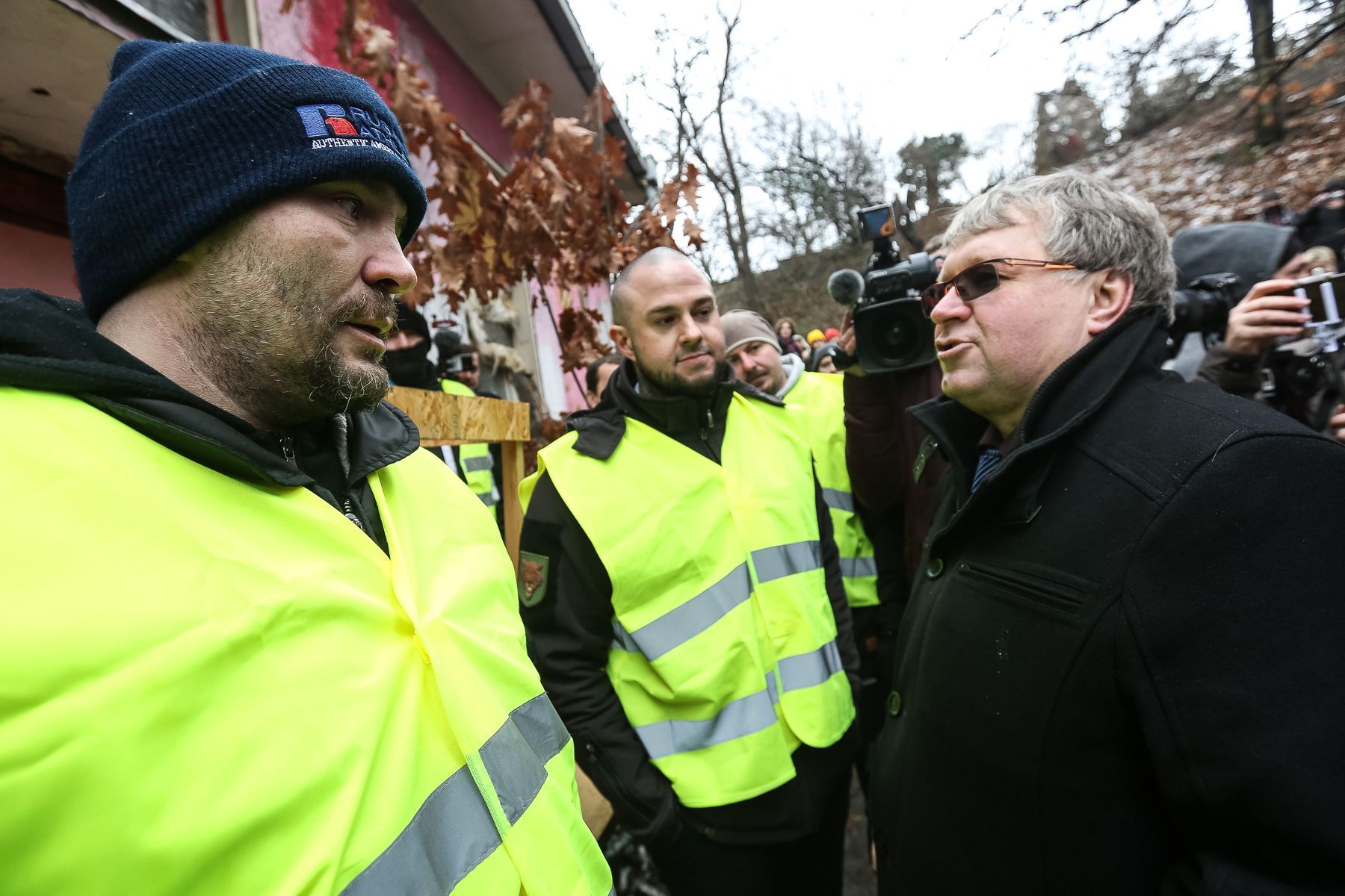 Vyklízení Sociálního centra Klinika v Praze, 10.1.2018