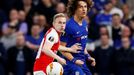 fotbal, odveta čtvrtfinále Evropské ligy, Chelsea - Slavia, Petr Ševčík a David Luiz