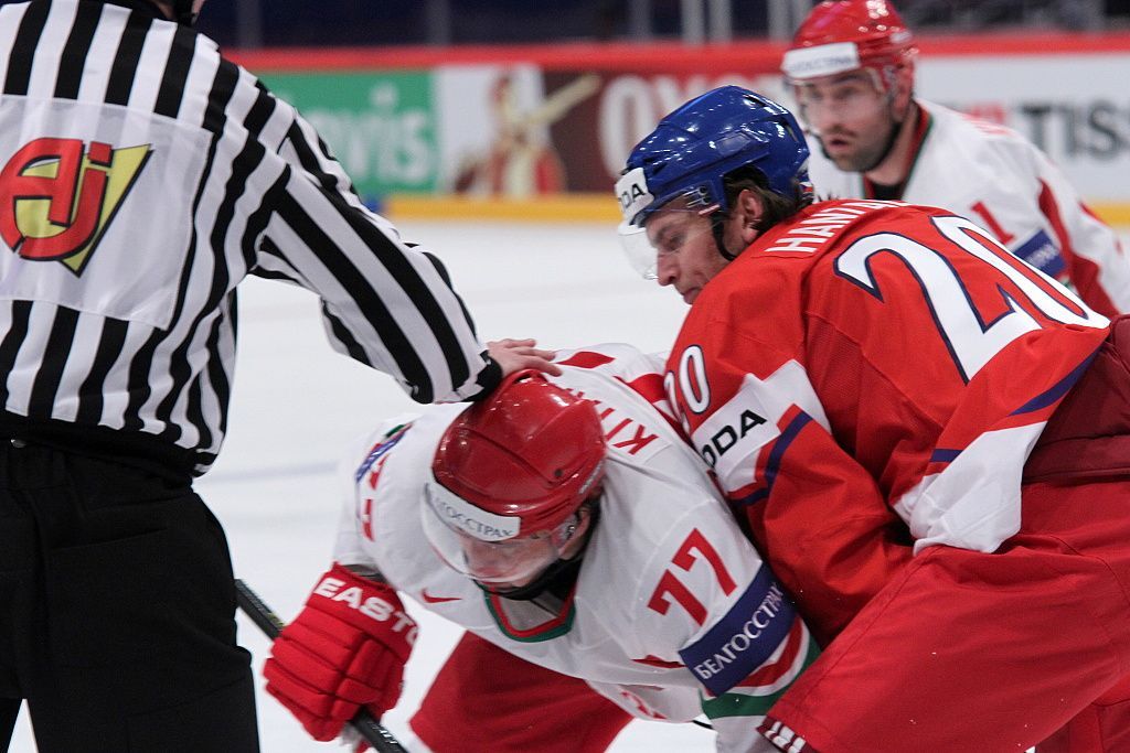 MS v hokeji 2013, Česko - Bělorusko: Martin Hanzal - Alexander Kitarov