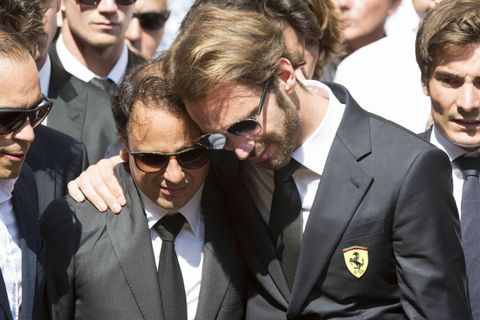 Pohřeb Julese Bianchiho: Felipe Massa  a Jean-Eric Vérgne