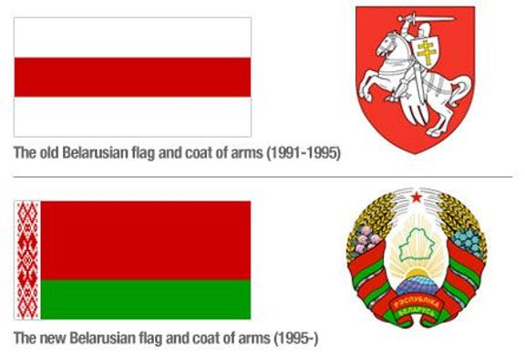 Vlajky a znaky Běloruska.