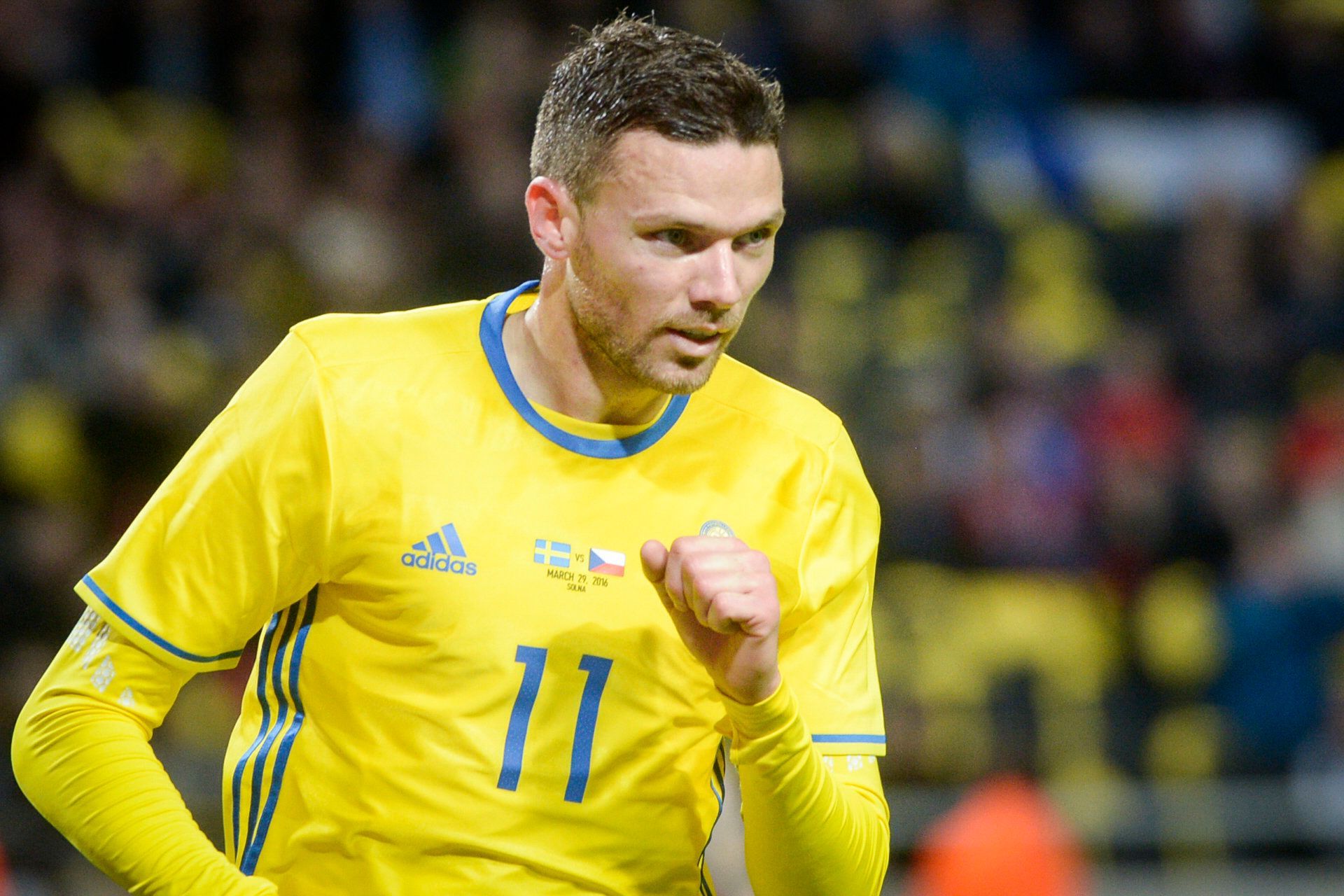 Švédsko-ČR: Marcus Berg slaví gól na 1:0