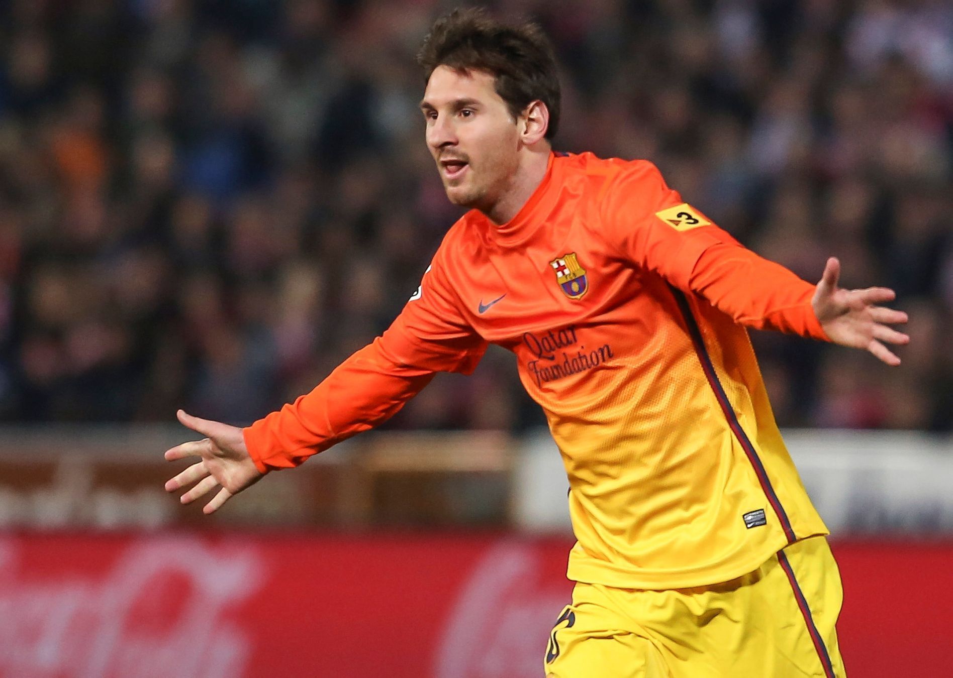 Barcelonský Lionel Messi slaví gól do sítě Granady
