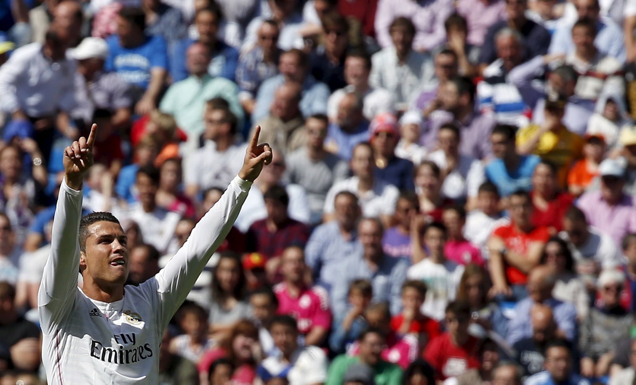 Cristiano Ronaldo (Real Madrid) slaví branku v síti Eibaru (2015)