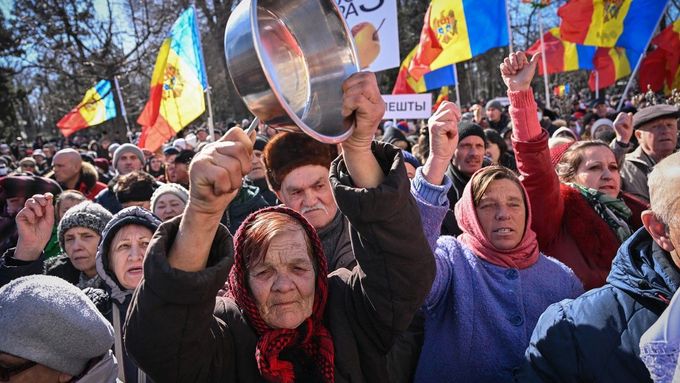 Protivládní a proruská demonstrace v Moldavsku.