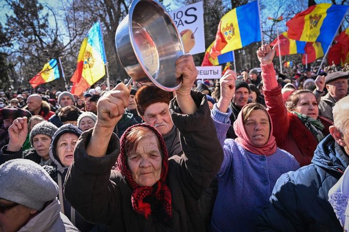 Protivládní a proruská demonstrace v Moldavsku.