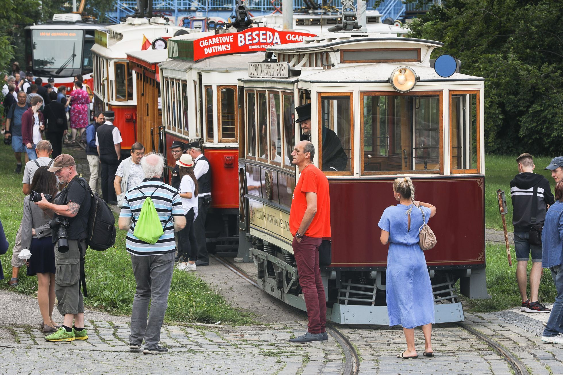 Průvod tramvají, 130 let výročí, Praha, tramvaj, MHD, DPP, šotouš