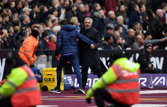 Soccer Football - Premier League - West Ham United v Tottenham Hotspur - London Stadium, London, Britain - November 23, 2019  Tottenham Hotspur manager Jose Mourinho cele