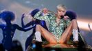 U.S. singer Miley Cyrus performs at the O2 Arena in central London