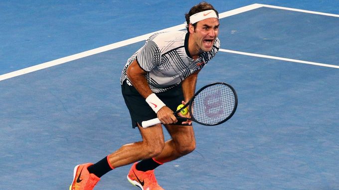 Roger Federer se ze zisku grandslamového titulu takhle radoval už po osmnácté ve své úspěšné kariéře..