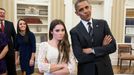 Nov. 15, 2012 "The President had just met with the U.S. Olympics gymnastics team, who because of a previous commitment had missed the ceremony earlier in the year with the entire U.S. Olympic team. The President suggested to McKayla Maroney that they recreate her 'not impressed' photograph before they departed."