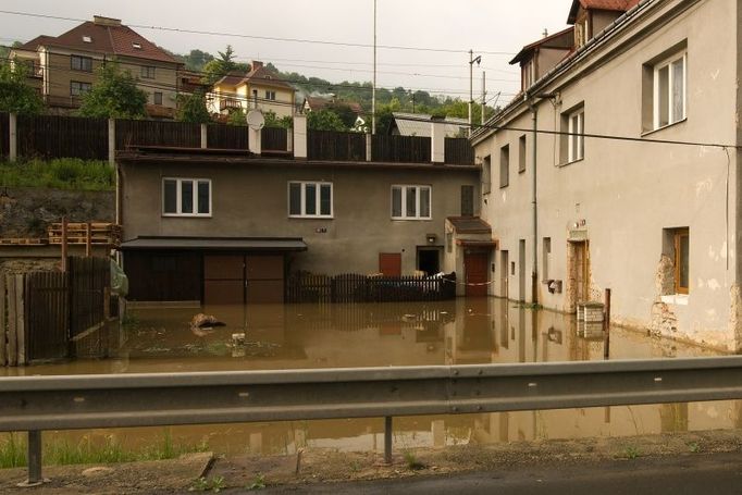 Zatopené domy v Ústí