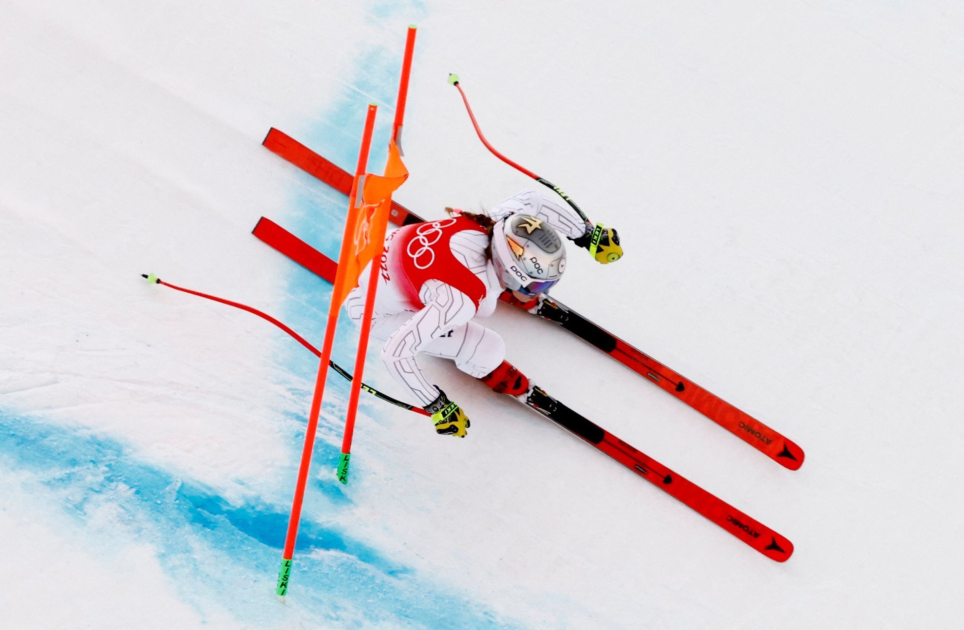 Ester Ledecká ve sjezdu do alpské kombinace na ZOH 2022.v Pekingu