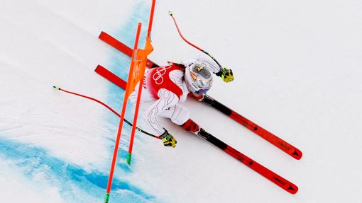 Ester Ledecká ve sjezdu do alpské kombinace na ZOH 2022.v Pekingu