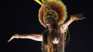 A reveller from Imperatriz Leopoldinense samba school participates during the annual carnival parade in Rio de Janeiro's Sambadrome, February 12, 2013. REUTERS/Ricardo Moraes (BRAZIL - Tags: SOCIETY) TEMPLATE OUT Published: Úno. 12, 2013, 6:28 dop.