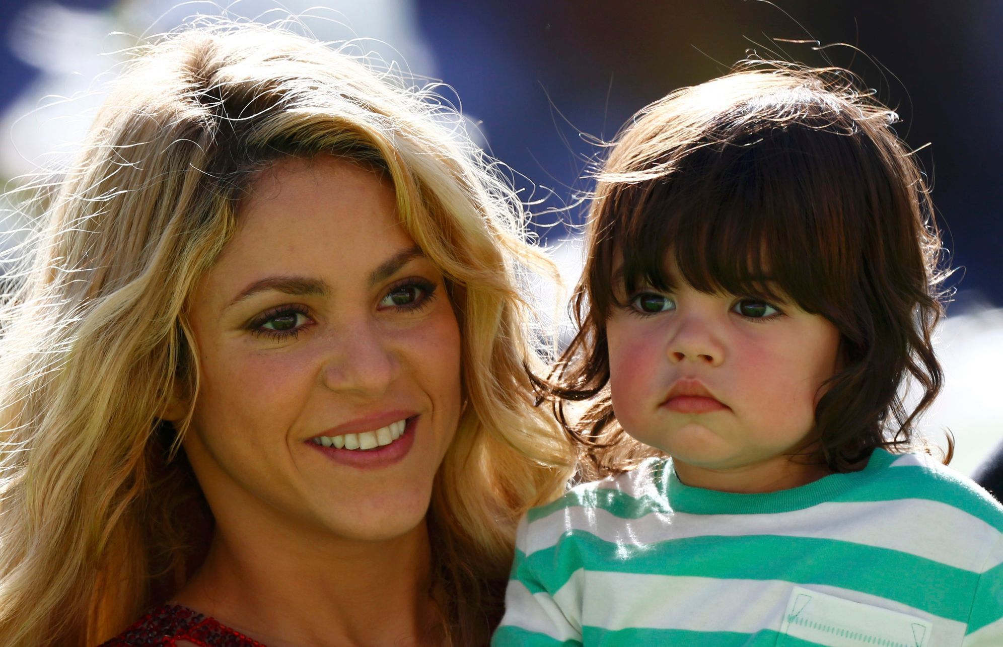 MS 2014, Argentina-Německo: zpěvačka Shakira se synem Milanem