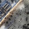 Still image taken from handout aerial footage shot by a drone shows the shell craters at the Sergey Prokofiev International Airport damaged by shelling during fighting between pro-Russian separatists