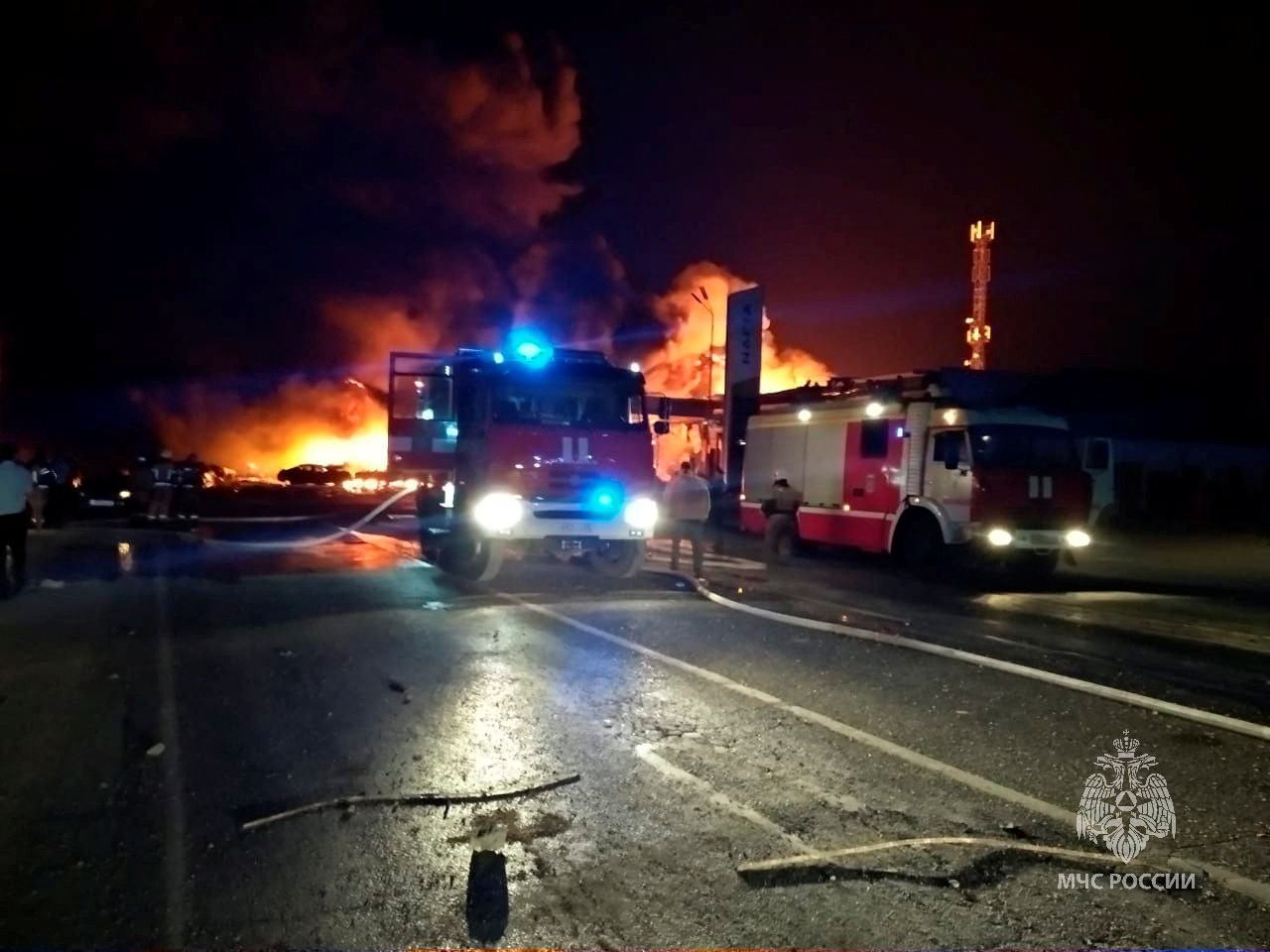 Požár výbuch čerpací stanice Machačkala Dagestán