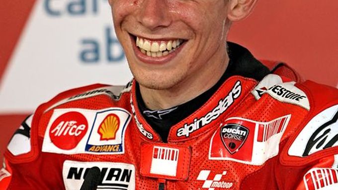 Šťastný australan Casey Stoner na tiskové konferenci po Grand Prix České republiky na brněnském Automotodromu.