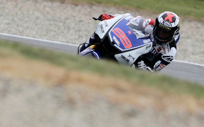 Španělský motocyklista MotoGP Jorge Lorenzo během tréninku Velké ceny České republiky 2012 v Brně.