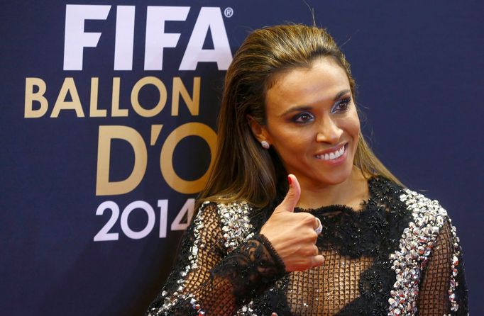 Brazil's Martha arrives for the FIFA Ballon d'Or 2014 soccer awards ceremony at the Kongresshaus in Zurich January 12, 2015. REUTERS/Arnd Wiegmann (SWITZERLAND - Tags: SP