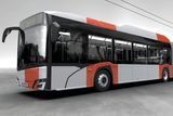 Trolejbusy budou jezdit i na letiště. Tříčlánkové bateriové trolejbusy pro letištní linku dodá česko-polsko-španělské sdružení firem Škoda Electric a Solaris. První se má v Praze objevit na konci roku 2023 (vizualizace).