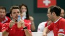 Davis Cup, Švýcarsko - Česko: Stanislas Wawrinka a nehrající kapitán Severin Lüthi