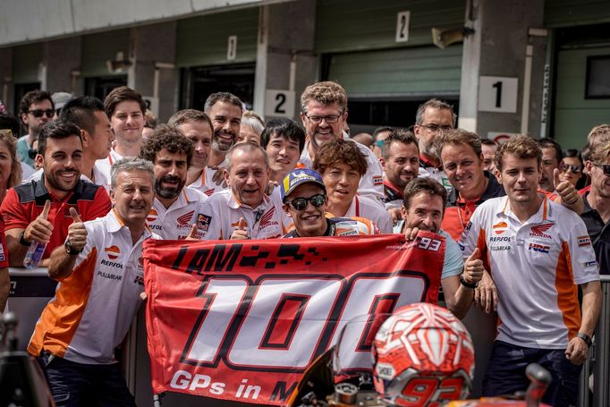 Marc Marquez na Hondě v závodě MotoGP v Brně 2018.